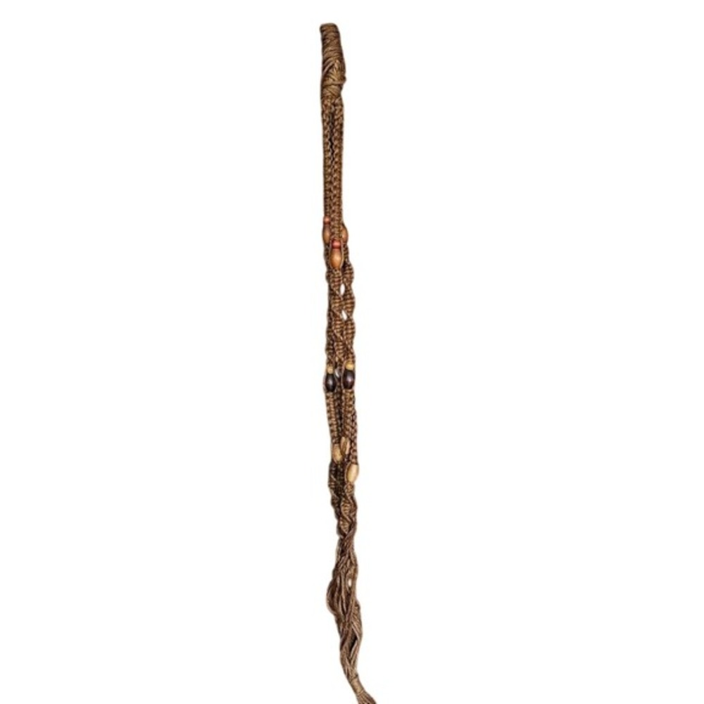 Vintage Large Retro 70's Orange‎ Beaded  Macrame Plant Hanger 4.25' Foot Tall!